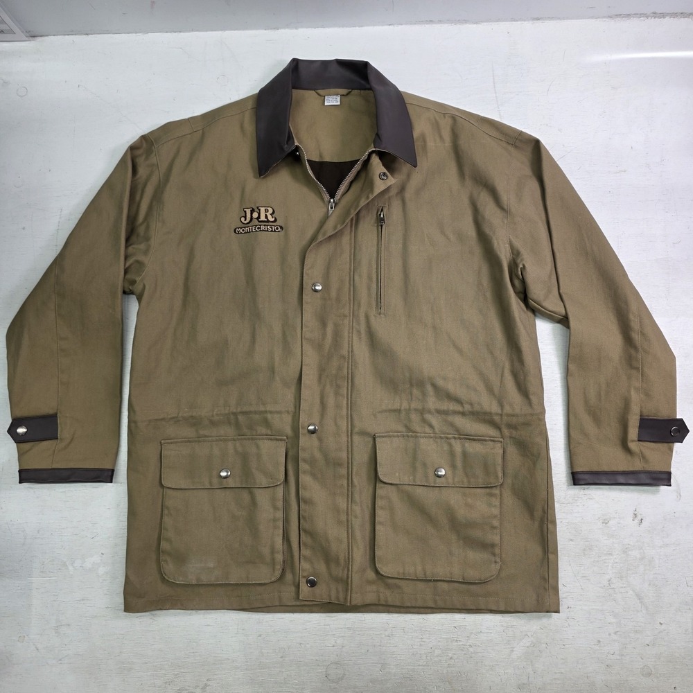 Vintage Monte Cristo, JR Cigar Chore Coat Jacket Heavy Canvas Leather Trim Sz M